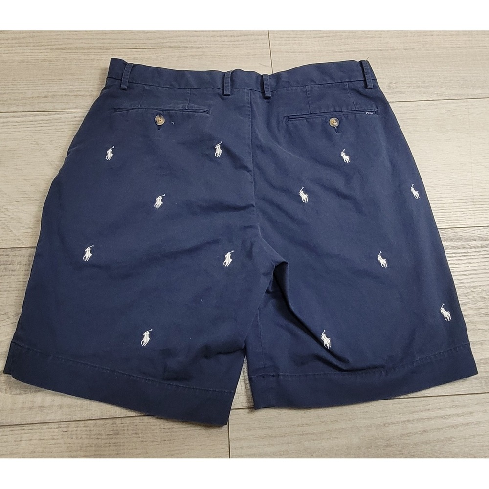 🐎POLO Ralph Lauren Allover Pony 9" Stretch Classic Fit Chino Shorts Blue Men 36 - Picture 5 of 16